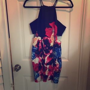 Black cut out dress. Floral